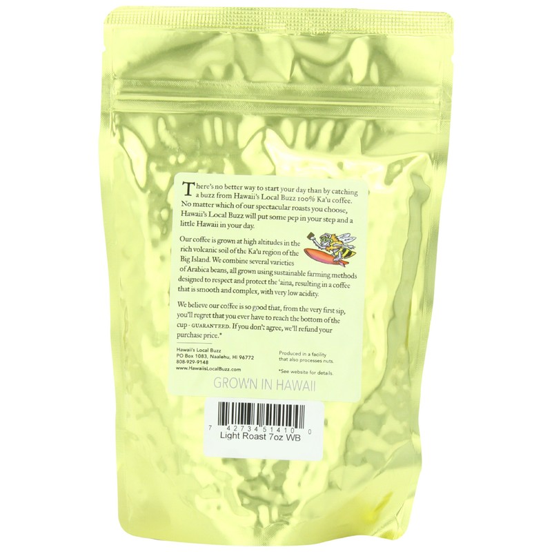 Hawaii's Local Buzz Whole Bean Coffee, Light Roast, 7 Ounce