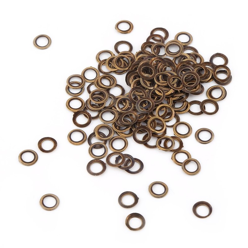 Antique Brass Eyelet Grommets, Leathercraft Accessory Fasteners Kit with Washers