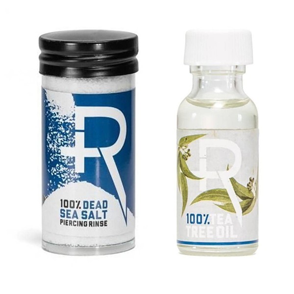 Recovery Aftercare Piercing Aftercare Sea Salt and Tea Tree Oil Combo - All Natural, Soothing Saline Solution