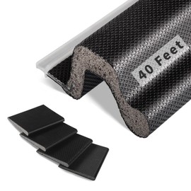 Fingwerk 40 Feet Long Reach Weather Stripping Door Seal with 4 PCS Door Corner Seals, V-Shaped Replacement Door Seal Strip Foam Kerf Weather Stripping for Doors Frame Door Insulation Strip(Black)