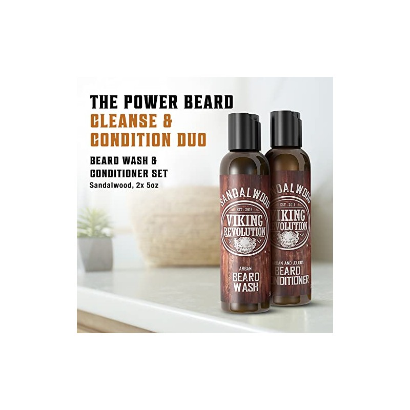 Beard Wash & Beard Conditioner Set w/Argan & Jojoba Oils