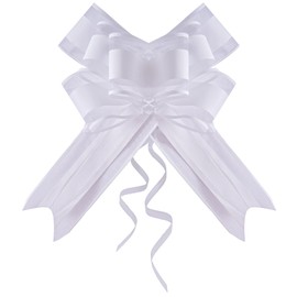 CXNXFD Pack of 10 21 cm Bow Large Bow Packaging Decoration with Bows Suitable for Box Packaging, Flower Decoration, Christmas Decoration, Wedding Table Decoration (White)