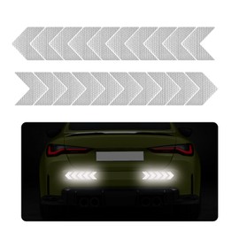 Sylvil 20 PCS Car Arrow Reflective Stickers, Waterproof Safety Warning Sign Reflective Decal, High Night Visibility Reflector Tape for Auto Trunk Rear Bumper Body, Car Accessories (White)