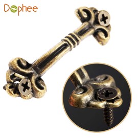Dophee Antique Stylish Door Knobs Drawer Mini Handle Knob DIY Retro Furniture Brass Set of 12