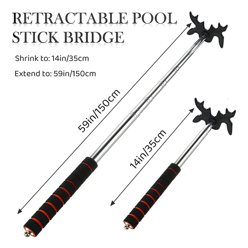 Povxlum Retractable Billiard Cue Stick Bridge with Bridge, Billiard Pool