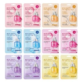 Set 12 Mascarillas Coreanas Hidratantes, Facial Cuidado de la Piel Paquete Mascarillas en Tela Hidratante con Colágeno y Vitamina e, Surtidas Todo... 