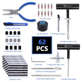 ST shengtuo Universal Portable Tire Repair Kit 62PCS - Easy to Use and Well Packaged, Ideal for Emergency Situations Perfect for Car, Autos, ATV, UTV, Truck, Motorcycle, RV, etc.
