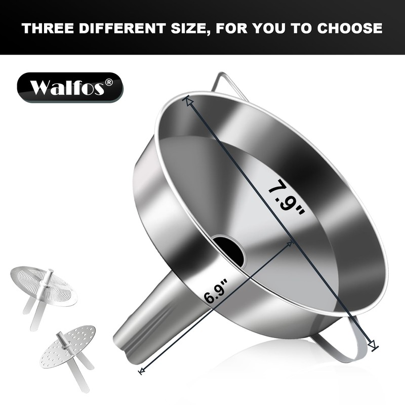Walfos Extra Large Stainless Steel Funnel with Venting Slot, Kitchen