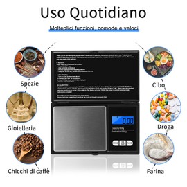 Vinabo Gram Scales Precision Scales 0.01 g Scales Gram 700g/0.01g Gold Scales Precision Scales Pocket Scales with LCD Display and 7 Units Tare Function for Kitchen, Coffee, Jewellery (Includes 2
