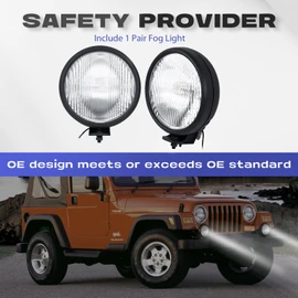 RP Remarkable Power, FL7091 Fit for 1997-2006 Wrangler tj off-road Pair Front Fog Lights Lens Bumper Lamps