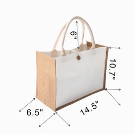 Jute tote bags with handles MEIANJUN Set of 6 Burlap Tote Bags Button Travel with Handle Grocery Bag Bridesmaid Bags Tote Bag for Beach wedding Shopping travel Arts and Crafts DIY 14.5*10.7*6.5[6pcs]