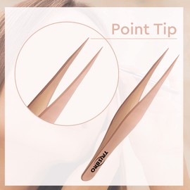 Pointed Tweezers for Ingrown Hair - Tweezers for Splinters Hairs & Precision Sharp Needle Nose Pointed, Ticks & Glass Removal - Best for Facial Hair Removal & Eyebrow Hair (Rose Gold)