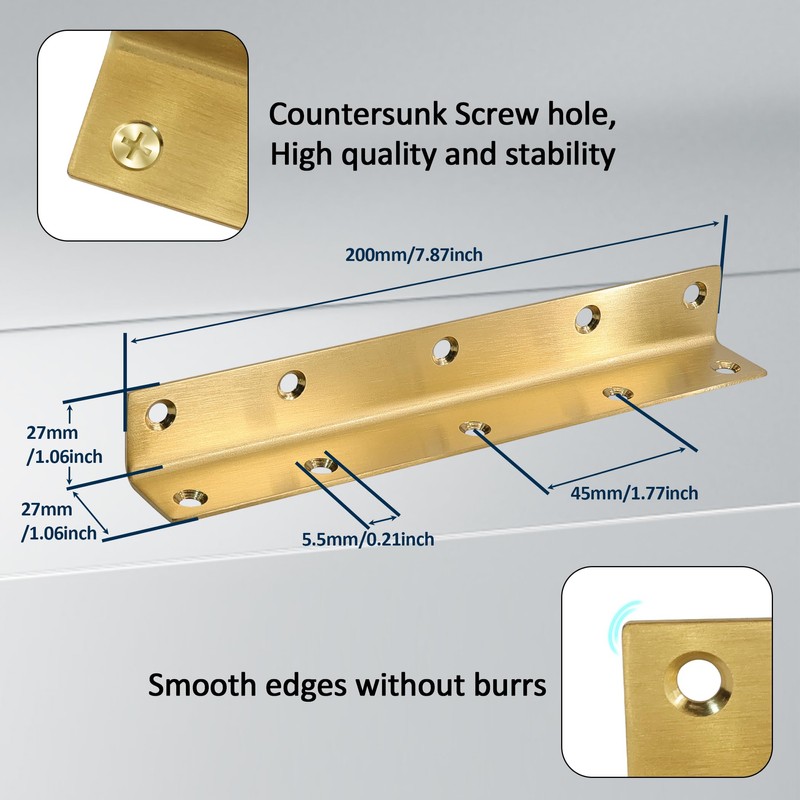 L Bracket, Heavy Duty Corner Brace, 4 Pack 8 Inch