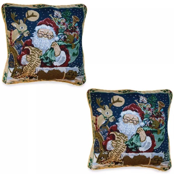BESTPYSANKY Set of 2 Santa Reading Gifts List Christmas Throw