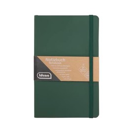 Idena 11119 Notebook Eco Dark Green, 13 x 21 cm, Squared, 70 g/m², 192 Sheets, with Inner Pocket, Elastic Band and Bookmark