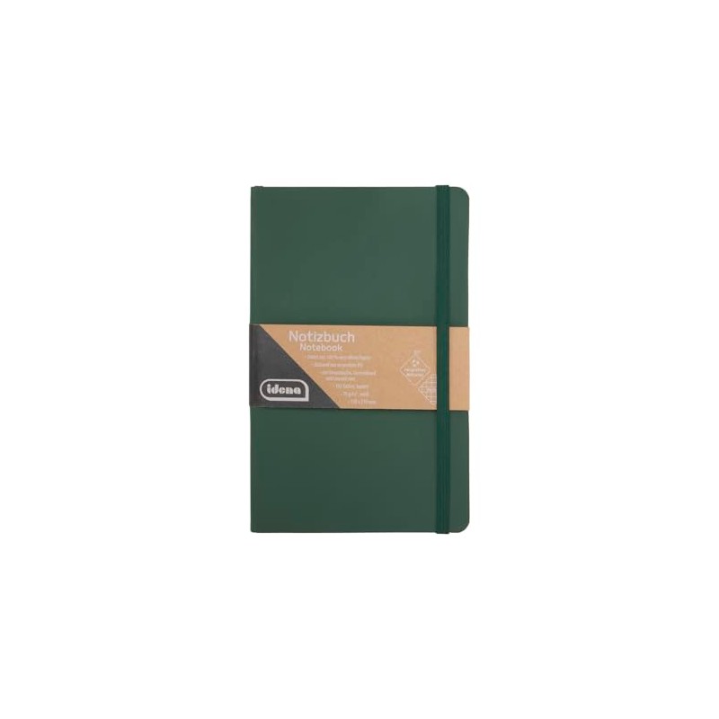 Idena 11119 Notebook Eco Dark Green, 13 x 21 cm,