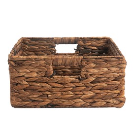 IDIMEX LANZI Storage Basket, Set of 2, Brown, Braided from Water Hyacinth, Storage Box, Organiser, Foldable with Handles, Shelf Basket, 32 x 15 x 32 cm