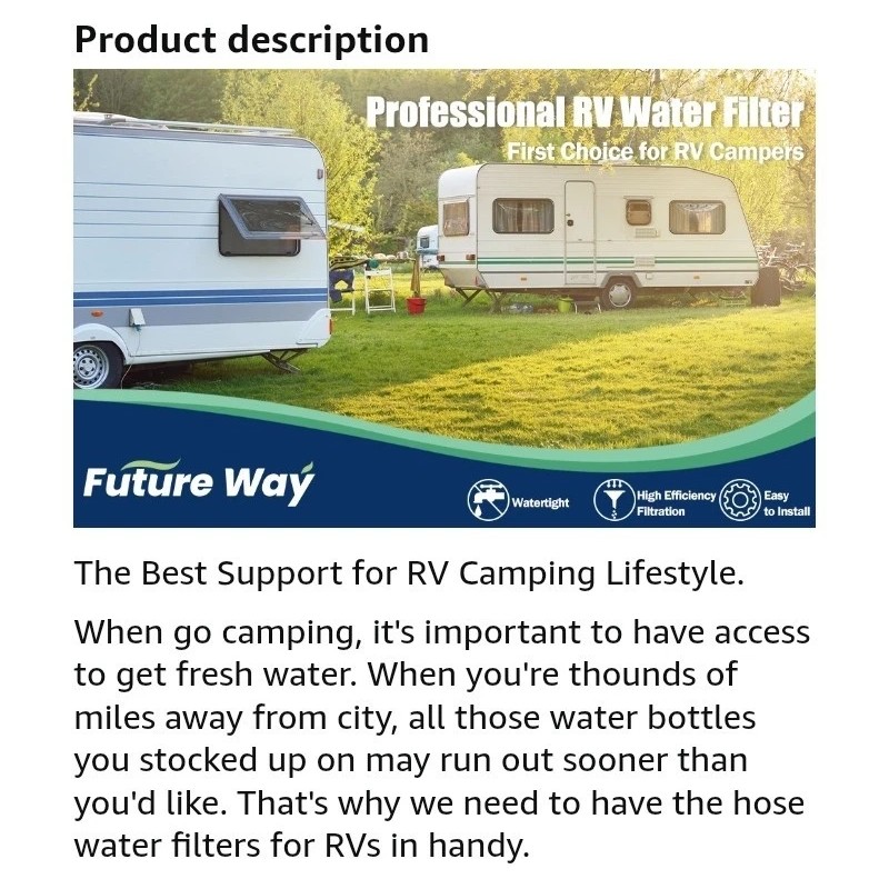 Future Way 4-Pack INLINE RV Water Filter Reduces Odors Sediments