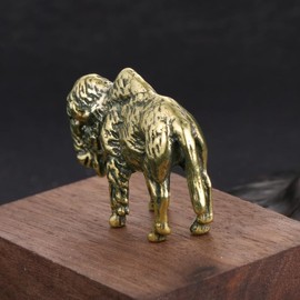 NOIAFZY 2 Pc Vintage Brass Bison Statue - Handcrafted Collectible Animal Figurine for Living Room & Bedroom Decor