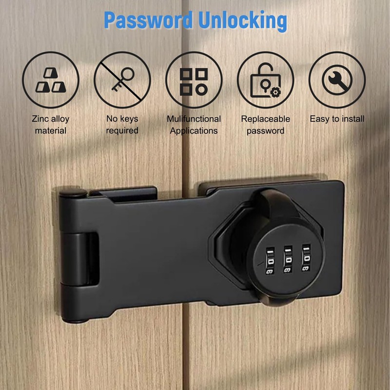 Forbabe Hasp with Combination Lock, 4.5 Inch Security Hasp Lock