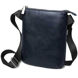 Regista Shoulder Bag, Sacoche, Men's, Small, Vertical, Cowhide Split Leather, Leather, Cross-Body Bag, Leather Bag, Mini Shoulder, Small, Lightweight, Black, navy, Free size