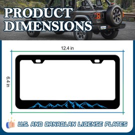 HCSS 2PCS Mountain License Plate Frames, Blue Mountains Raised Aluminum Metal License Plate Holder Covers Car Accessory, Rust-Proof Waterproof Car Decorative Tag Frames for Standard US 12x6 Inch