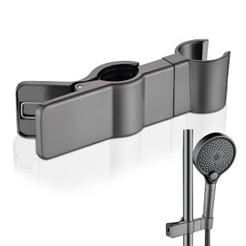 Shower Head Holder, Adjustable Shower Holder, 45° Hand Shower Holder, No Drilling, Shower Rail, Shower Head Holders, Adjustable Shower Head Holder for Slide Bar (Grey)