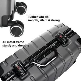 Goddrum Carry-On Luggage, 2-Piece Carry On Luggage, plus a backpack | Airline-Approved Aluminum Frame | TSA Lock, 360° Spinner Wheels for Lightweight Travel (Black)