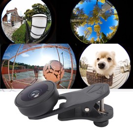 Phone Lens, 195 Degree Optical Lenses Unique Circular Images Without Distortion Fish Eye Lens Clip On Design Wide Compatibility Phone Camera Lens for Smartphones