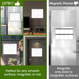 JJPRO Non-Magnetic Dry Erase Weekly Planner with Hourly Time Slots for Wall,14.5"x11.5"Time Schedule for Refrigerator- Reusable Time Schedule Sticks to All Smooth Surfaces,Wall,Cabinet,Fridge&Door