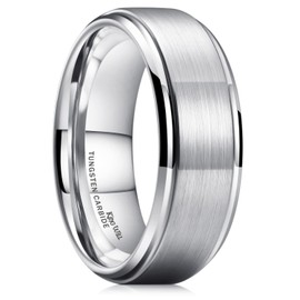 King Will Tungsten Carbide Wedding Band for Men - 8mm Black High Polished Wedding Band with Blue Green Sand Inlay for Everyday Wear Comfort Fit Men Size N to Z, 67.2 (21.4), Tungsten, No Gemstone