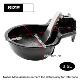 MDEOOSKY Extra Large Livestock Cast Iron Push-Paddle Automatic Horse Waterer with Accessories Livestock Water Trough 2.5L Heavy Duty Auto Drinking Metal Troughs for Horse Cattle Goat Pig Capacity