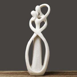 PIGPIGFLY Couple Hugging Statue, Decorative Figures, Living Room, Home Store Decoration, Modern Abstract Art Sculptures Decoration, Office Decorations, Polyresin, Gift（White