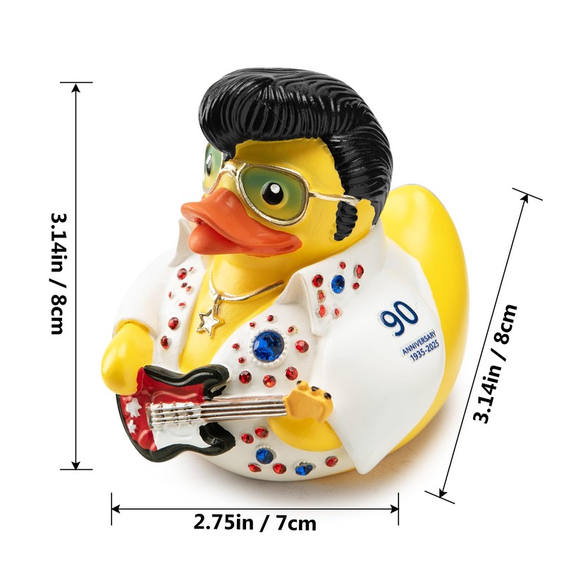 ChuangJie Elvis Duck Figurine, White Jumpsuit Design with Rhinestones, Decorative