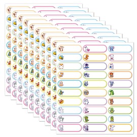 Adorable Animal Custom Waterproof Labels - 300 Handwritten Stickers for Home Office Classroom, Organize Jars Bags Storage, 10 Sheet Set (Label A)