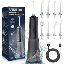 Vimmk Irrigatore Orale Senza Fili, Idropulsore Dentale ad Acqua con Irrigatore Orale Dentale Ricaricabile Impermeabile IPX7 per Viaggi a Casa (Nero)