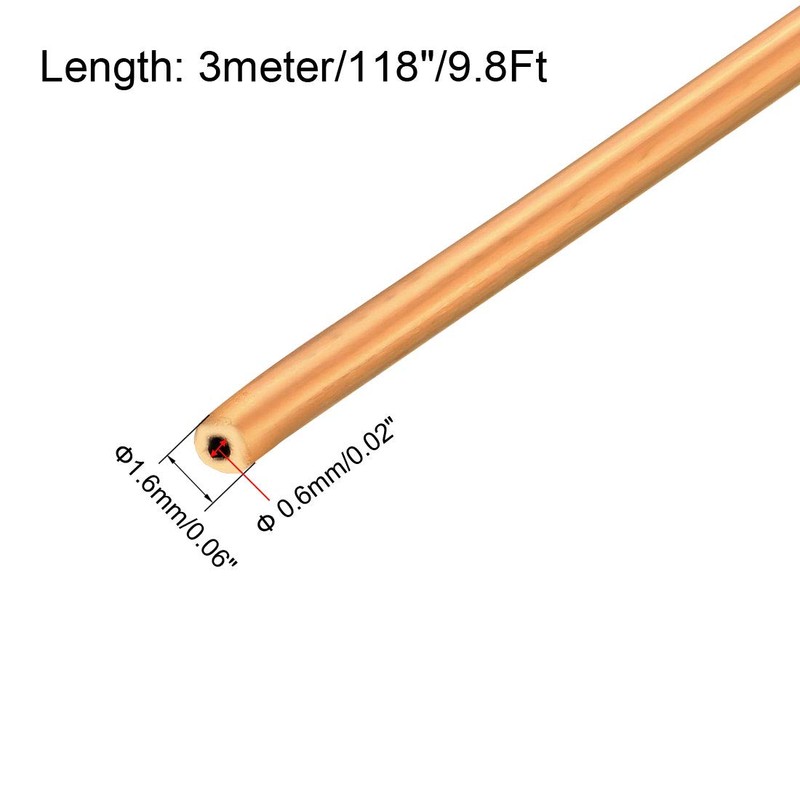 sourcing map Refrigeration Tubing, 1/16" OD x 1/32" ID x