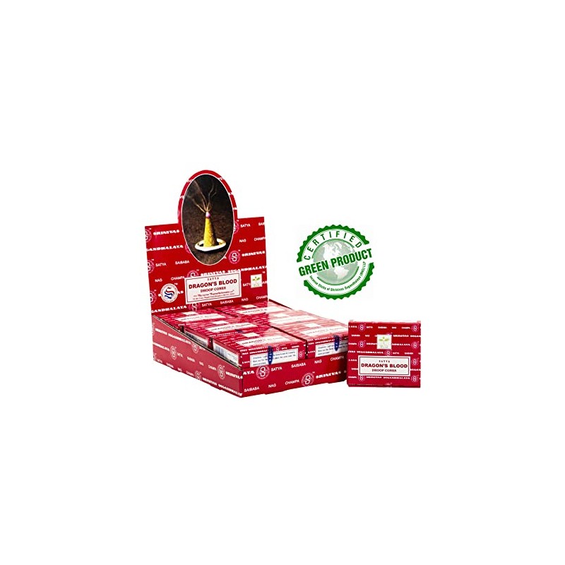 Satya Dragon Blood Dhoop Cones, 48 Cones for Meditation, Yoga,