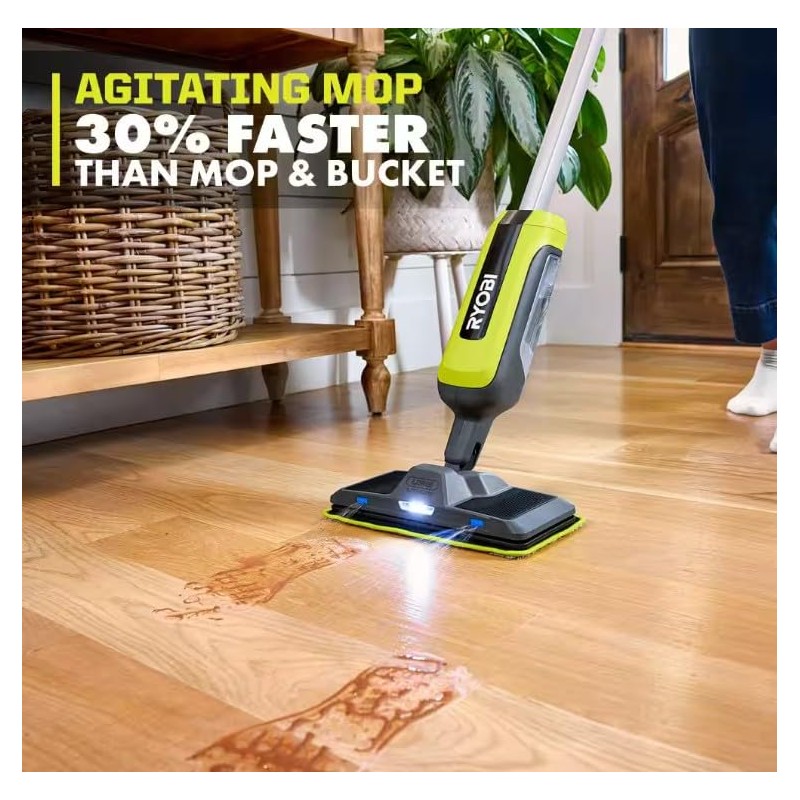 RYOBI USB Lithium Cordless Agitating Spray Mop Kit with 2.0