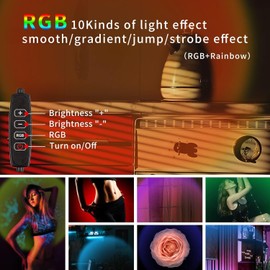 Meiyue Sunset Projection Lamp, Sunset Light with Tripod and Extension Rod, 360° Rotation USB LED Sunset Projector Light, RGB Rainbow LED Sunset Night Light Projector for Party Photo Vlog