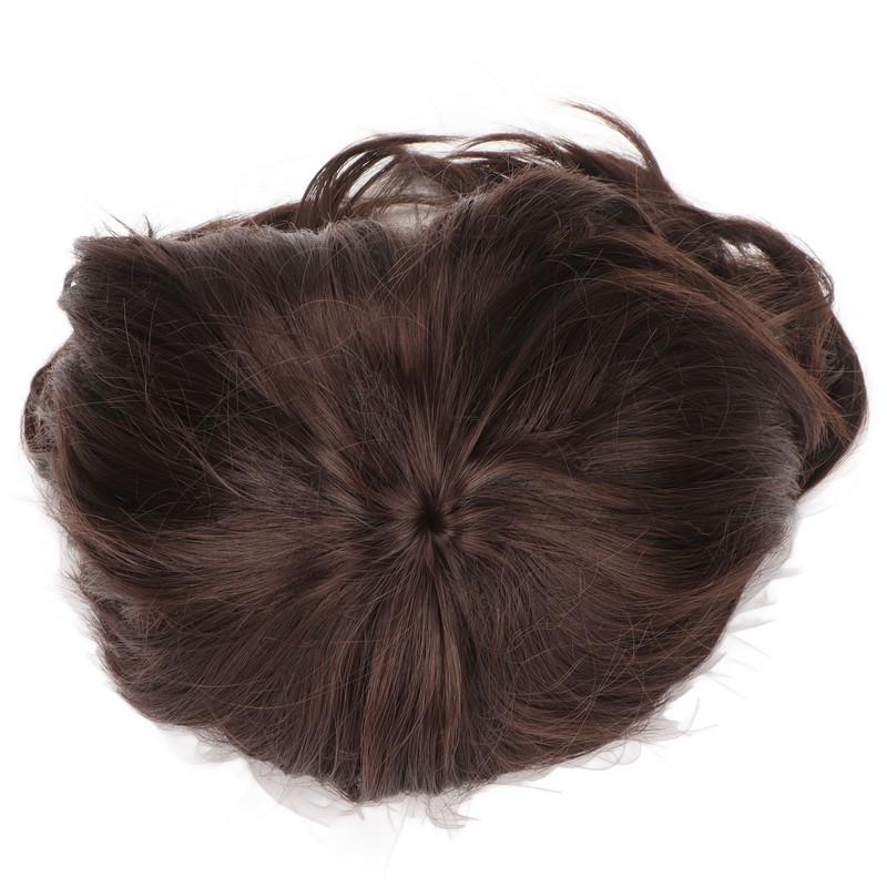 Men Wig Short Brown Straight Breathable Inner Mesh Soft Fluffy