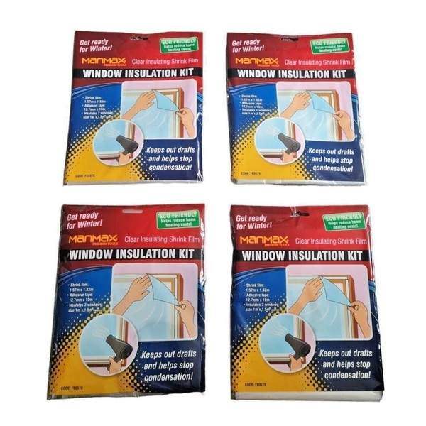 Window Film Indoor Double Glazing Insulation Kit Winter Draught Excluder Shrink Panels Frost Heating Glass Keep Out Drafts and Help in Condensation Insulating Interior 2 Windows Size