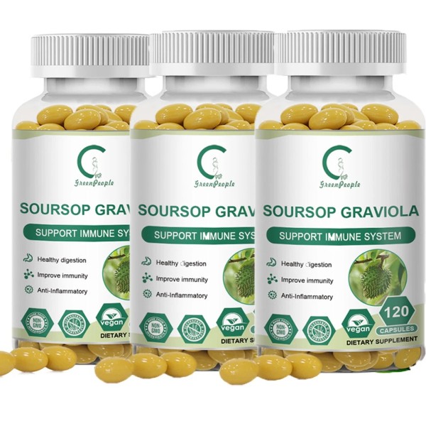 GPGP Greenpeople GRAVIOLA SOURSOP 1000 MG 3 BOTTLES PURE PER