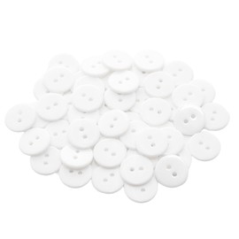 Lilaly 50 PCS 5/8 inch Buttons for Crafts, 2 Holes Resin White Buttons, for Sewing Children Sweater DIY Crafts Scrapbooking (White)