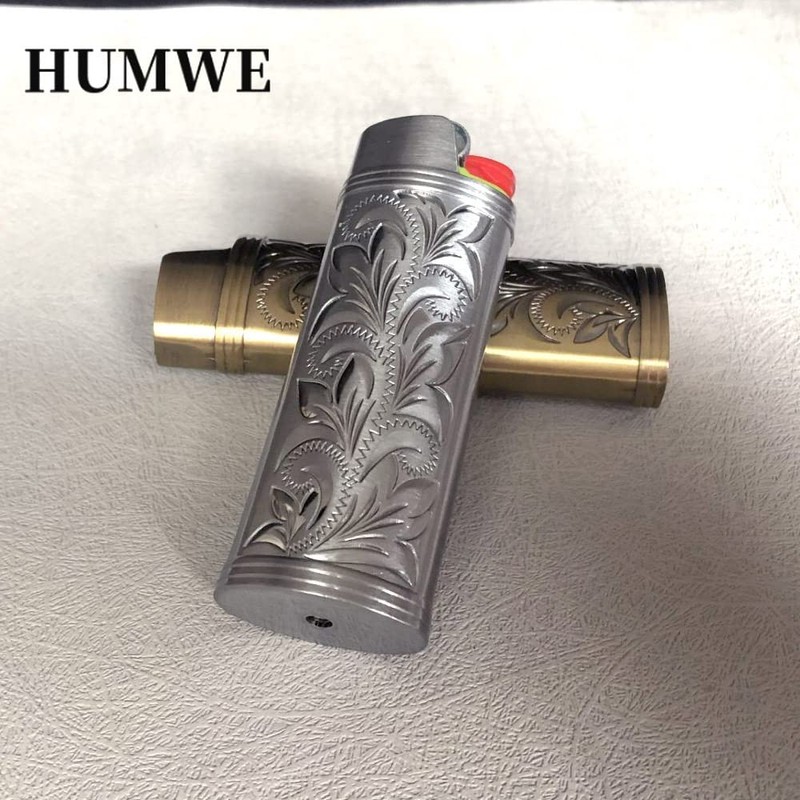 HUMWE 2 Pack Vintage Metal Lighter Case Cover Front Floral