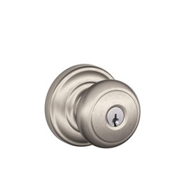 SCHLAGE F51A AND 619 AND Andover Knob with Andover Trim Keyed Entry Lock, Satin Nickel