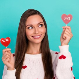 Fruidles Valentine's Lollipop Sucker, Red Lips, Be Mine & Love You Heart Suckers, Individually Wrapped (24-Pack)