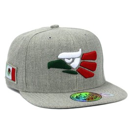 Mexican Mexico Hat Hecho En Mexico Eagle Aguila Snapback Flat Bill Baseball Cap (Heather Gray-Flag Eagle)