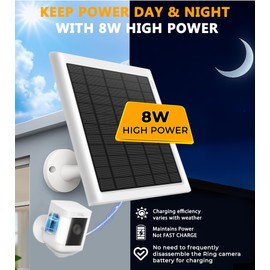 8W Solar Panel for Ring Camera, 2-Pack Solar Panel Charger Compatible with Ring Stick Up Cam Battery, Spotlight Cam Battery, Includes Barrel Plug to USB-C Adapter, IP65 Waterproof, 10ft Cable