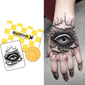 Boldink Semi-permanent tattoos, realistic fake tattoos, last 7-15 days, waterproof non-reflective temporary tattoo stickers, cruelty-free, uniquely designed exquisite packaging（Eye）